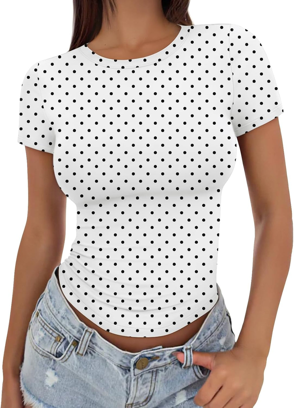 Trendy Queen Womens Fitted Short Sleeve Shirt Buttery Soft Top Stretchy Tee