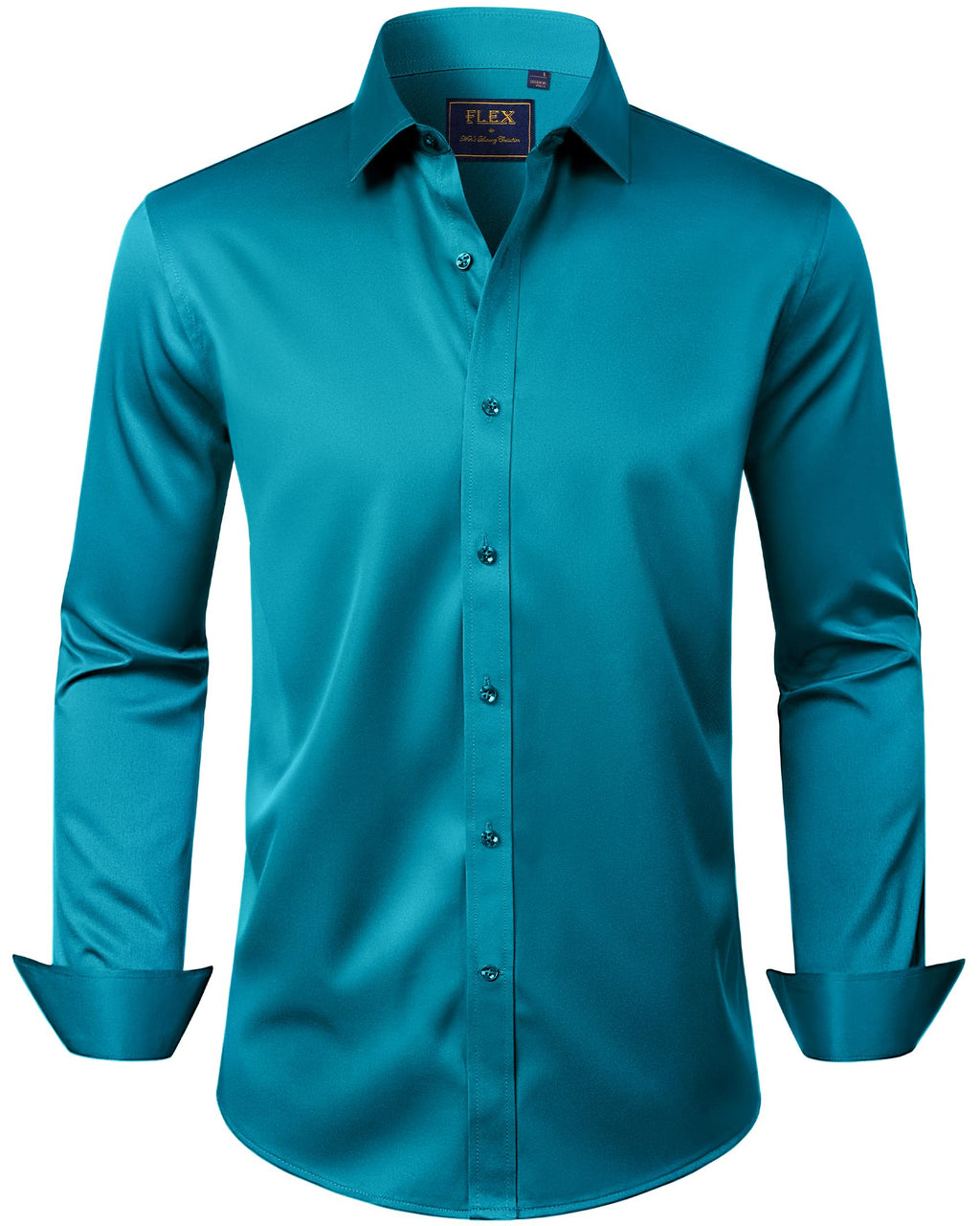 J.VER Men's Dress Shirts Solid Long Sleeve Stretch Wrinkle-Free Formal Shirt Business Casual Button Down Shirts