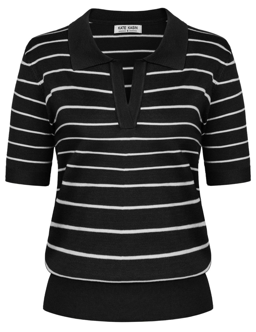 Women's Short Sleeve Classic V Neck Collared Casual Polo Sweater Tops