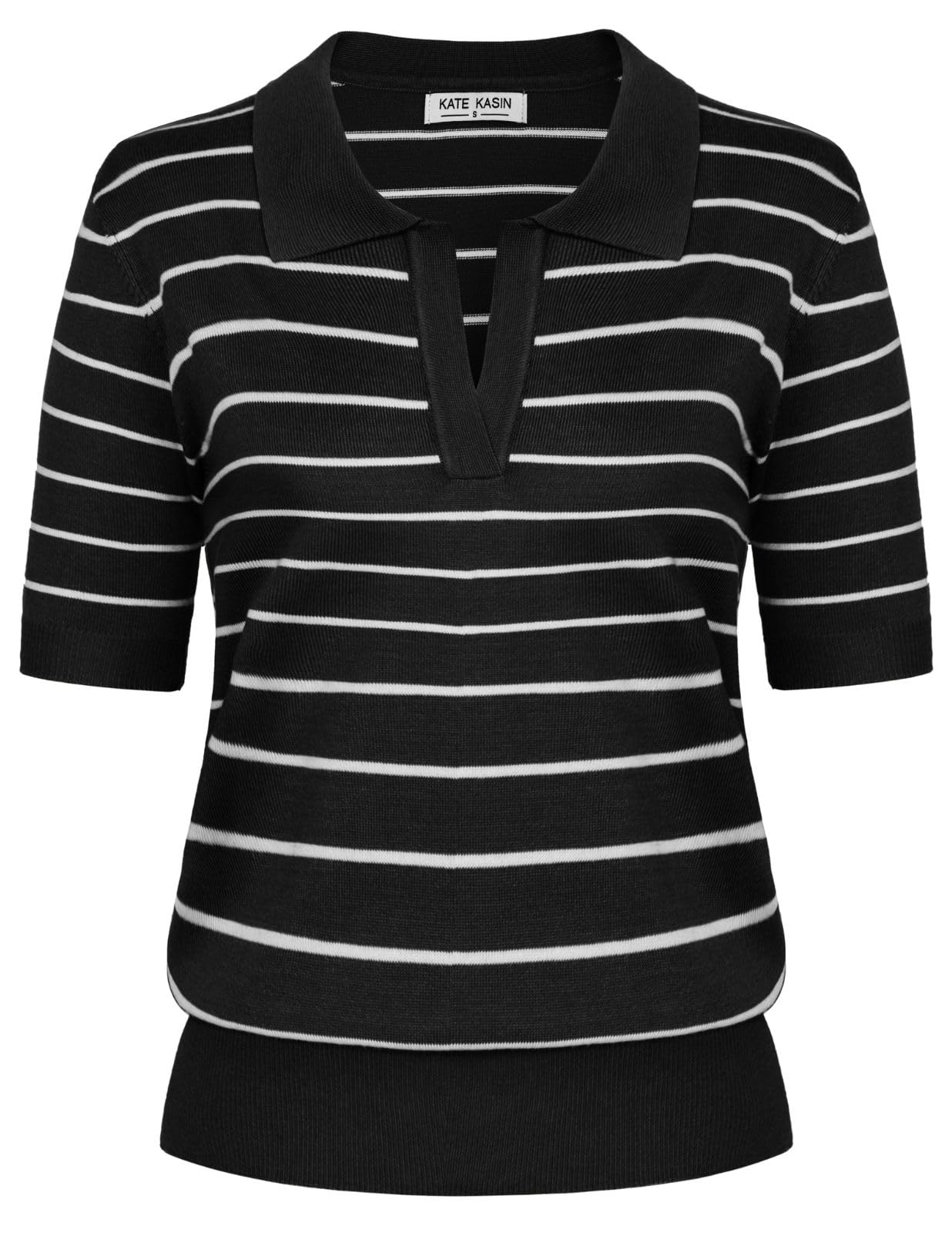Women's Short Sleeve Classic V Neck Collared Casual Polo Sweater Tops