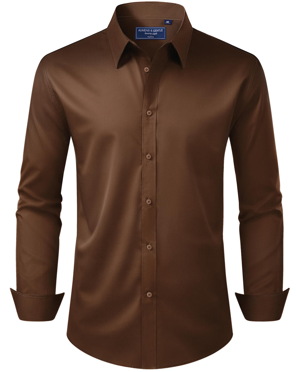 Alimens & Gentle Men's Dress Shirt Regular Fit Stretch Stain Shield Long Sleeve Solid Business Wedding Button Down Shirts