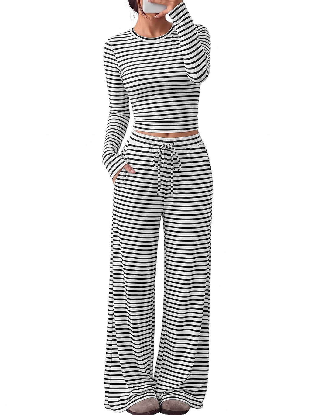 Trendy Queen Women's 2 Piece 2026 Fall Fashion Lounge Set with Pockets