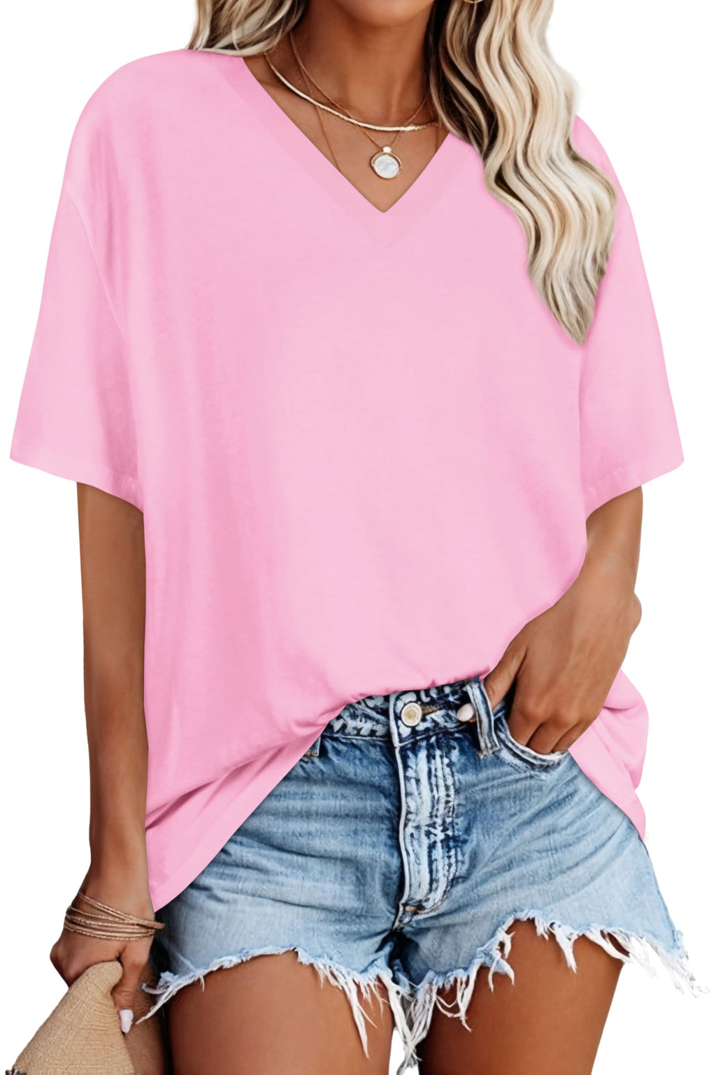 Oversized Tshirts for Women Graphic V Neck Short Sleeve Summer Casual Tops