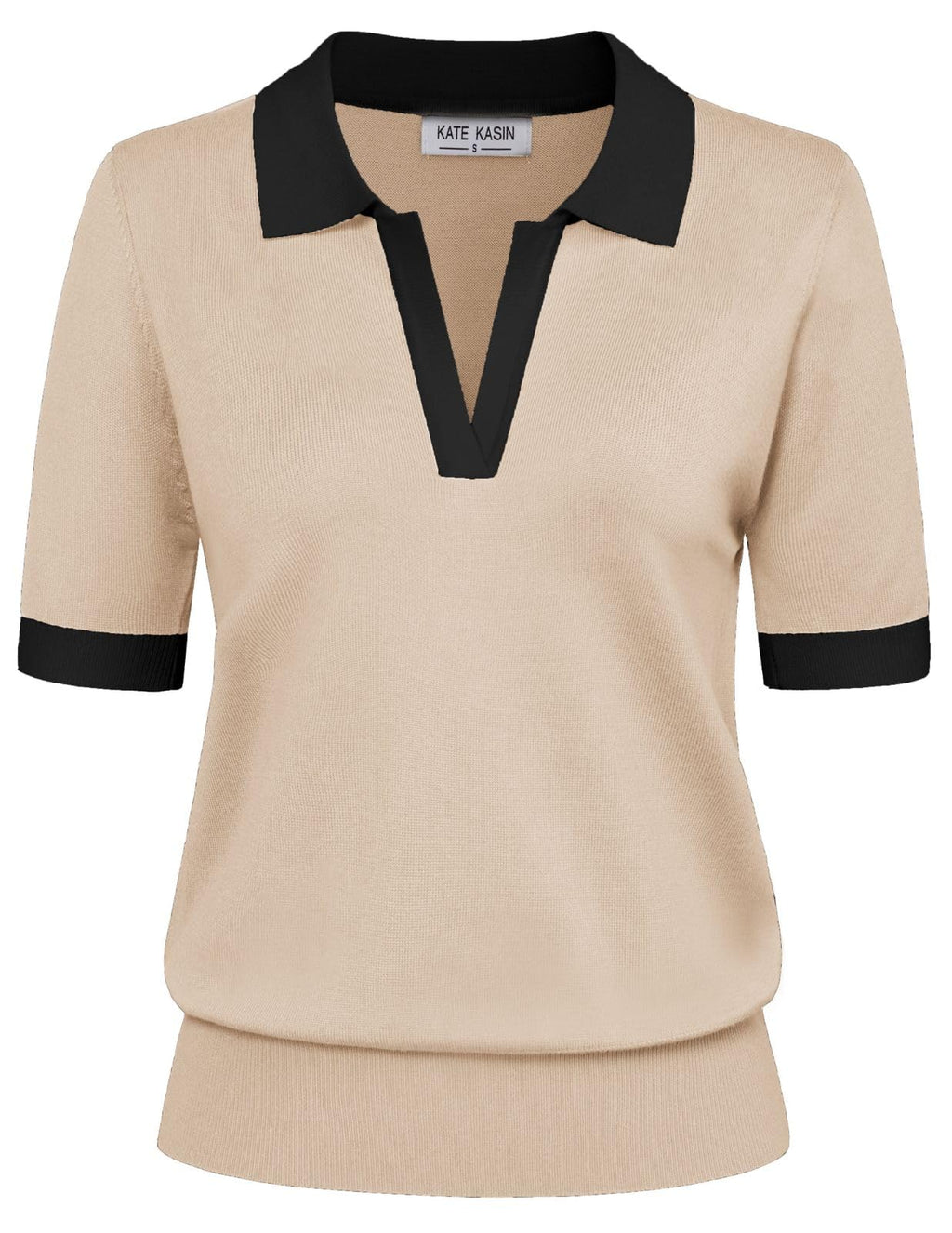 Women's Short Sleeve Classic V Neck Collared Casual Polo Sweater Tops