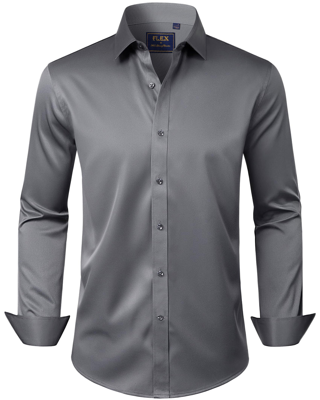 J.VER Men's Dress Shirts Solid Long Sleeve Stretch Wrinkle-Free Formal Shirt Business Casual Button Down Shirts
