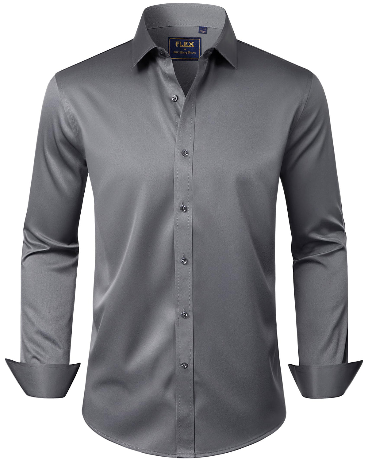 J.VER Men's Dress Shirts Solid Long Sleeve Stretch Wrinkle-Free Formal Shirt Business Casual Button Down Shirts