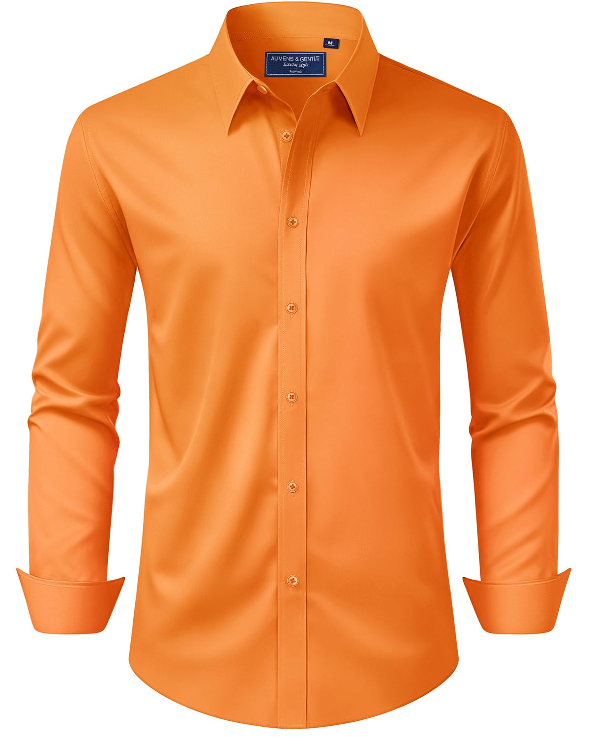 Alimens & Gentle Men's Dress Shirt Regular Fit Stretch Stain Shield Long Sleeve Solid Business Wedding Button Down Shirts
