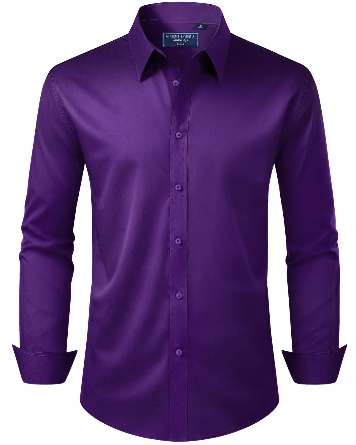Alimens & Gentle Men's Dress Shirt Regular Fit Stretch Stain Shield Long Sleeve Solid Business Wedding Button Down Shirts