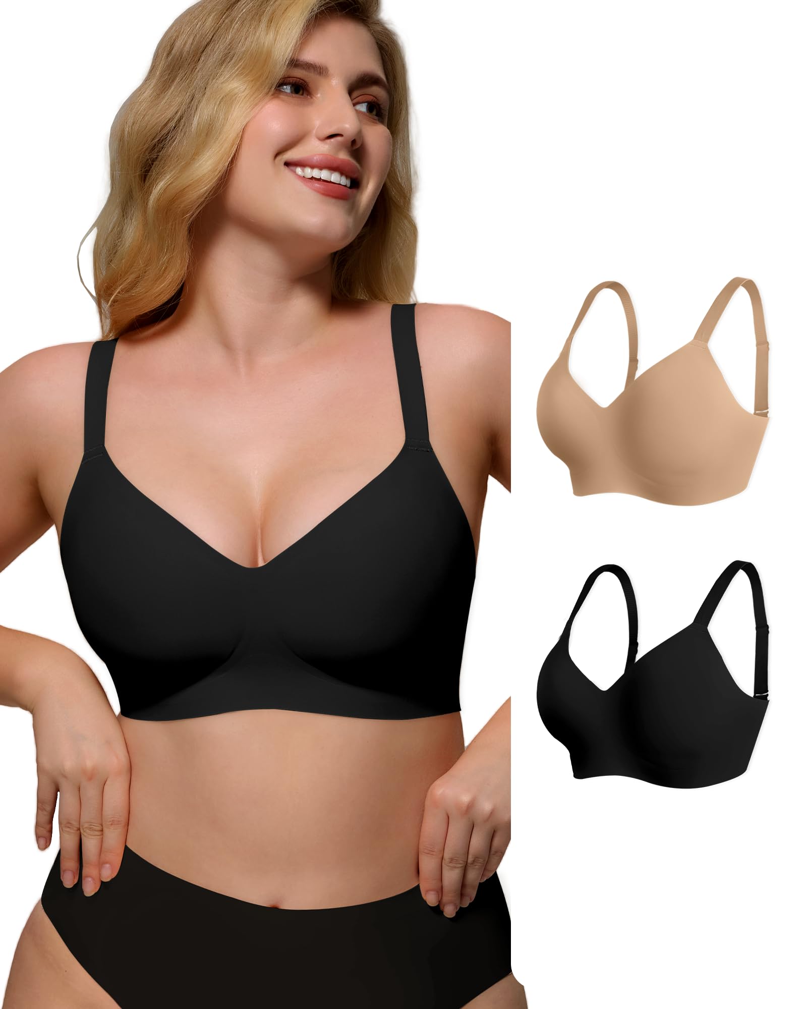 As Fairy Wireless Bras for Women Full Coverage Seamless Comfort T-Shirt Bra