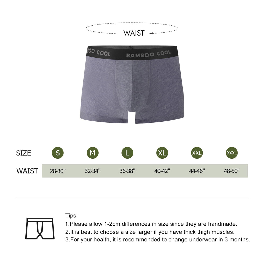 BAMBOO COOL Men's Boxer Briefs Ultra Breathable Underwear Multipack