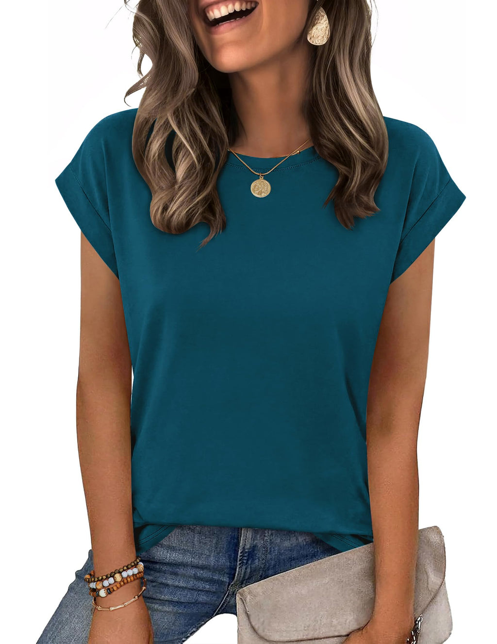 Zeagoo Womens Tops Summer Casual Cap Sleeve Tshirts Shirts Business Blouses