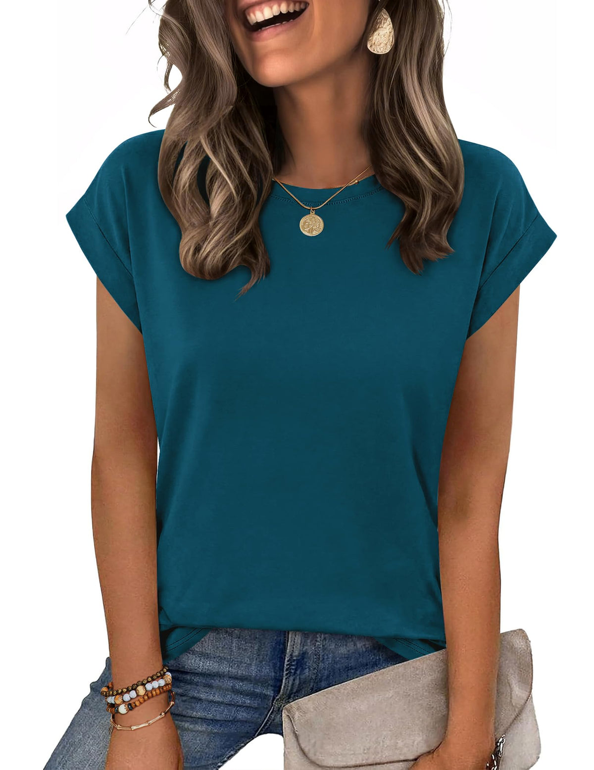 Zeagoo Womens Tops Summer Casual Cap Sleeve Tshirts Shirts Business Blouses