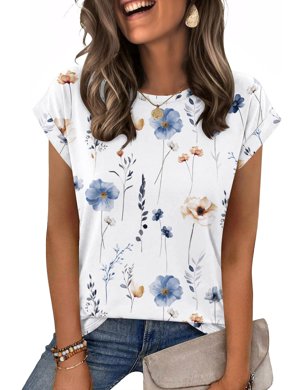Zeagoo Womens Tops Summer Casual Cap Sleeve Tshirts Shirts Business Blouses