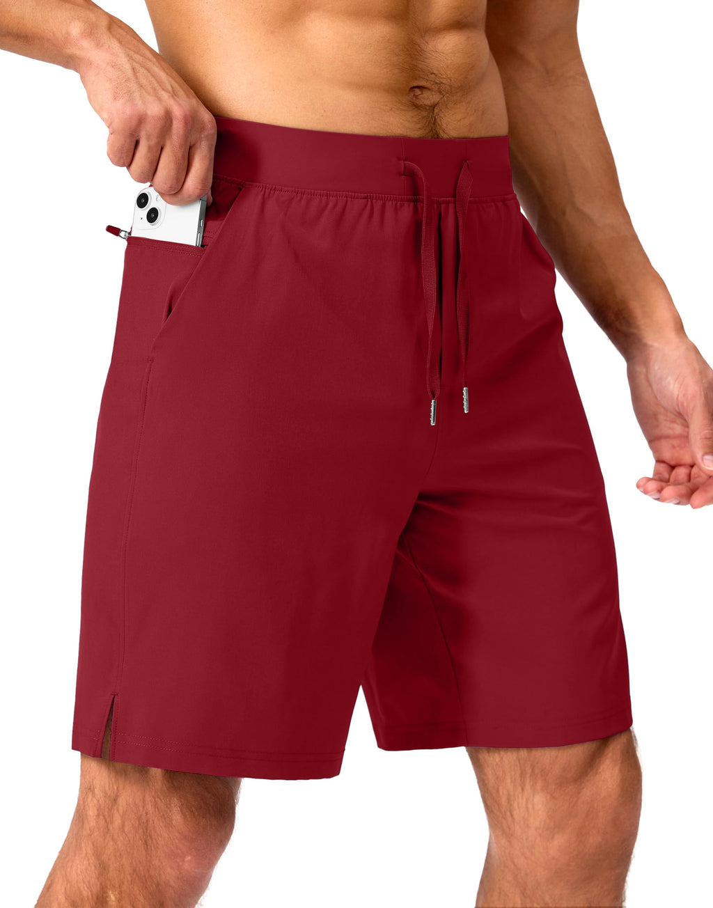 Soothfeel Men's Running Shorts with Zipper Pockets 9"/ 7"/ 5" Quick Dry Eight Basketball Gym Workout Athletic Shorts