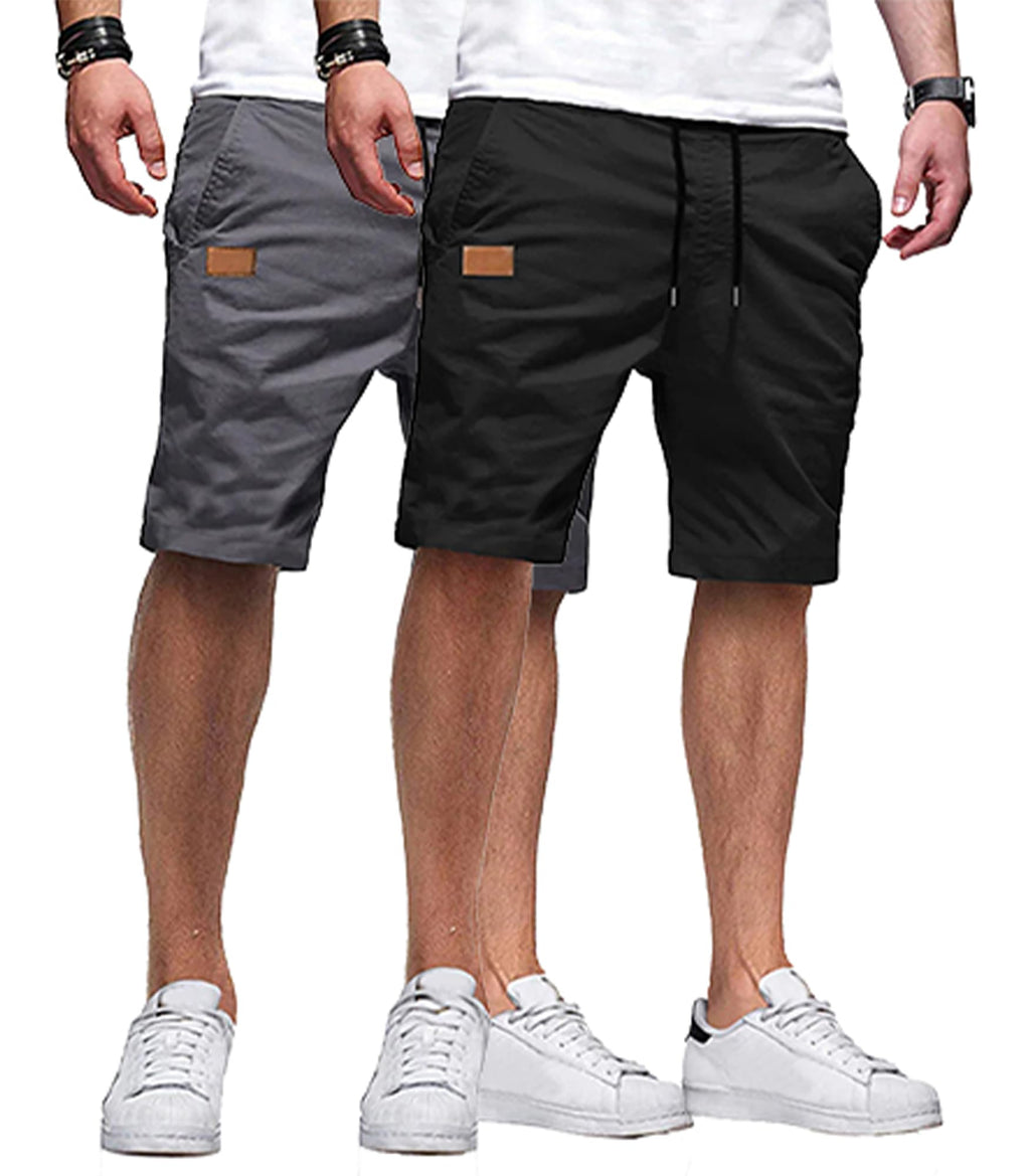 JMIERR Mens Cotton Stretch Shorts Casual Drawstring Twill Chino Shorts