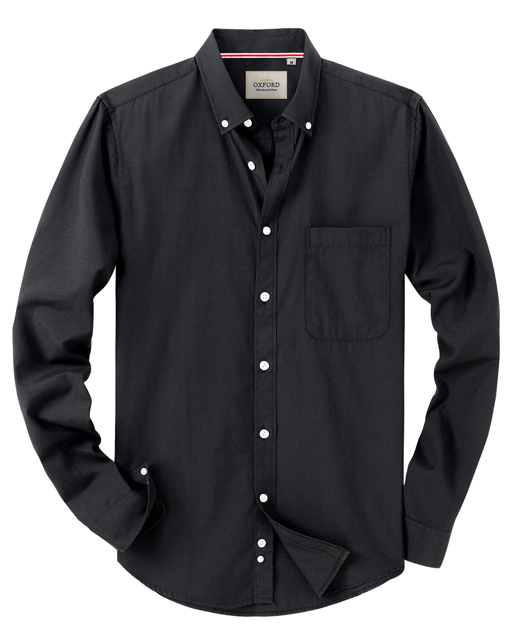Alimens & Gentle Mens Solid Oxford Shirt Long Sleeve Dress Shirt Work Casual Button Down Shirts with Pocket