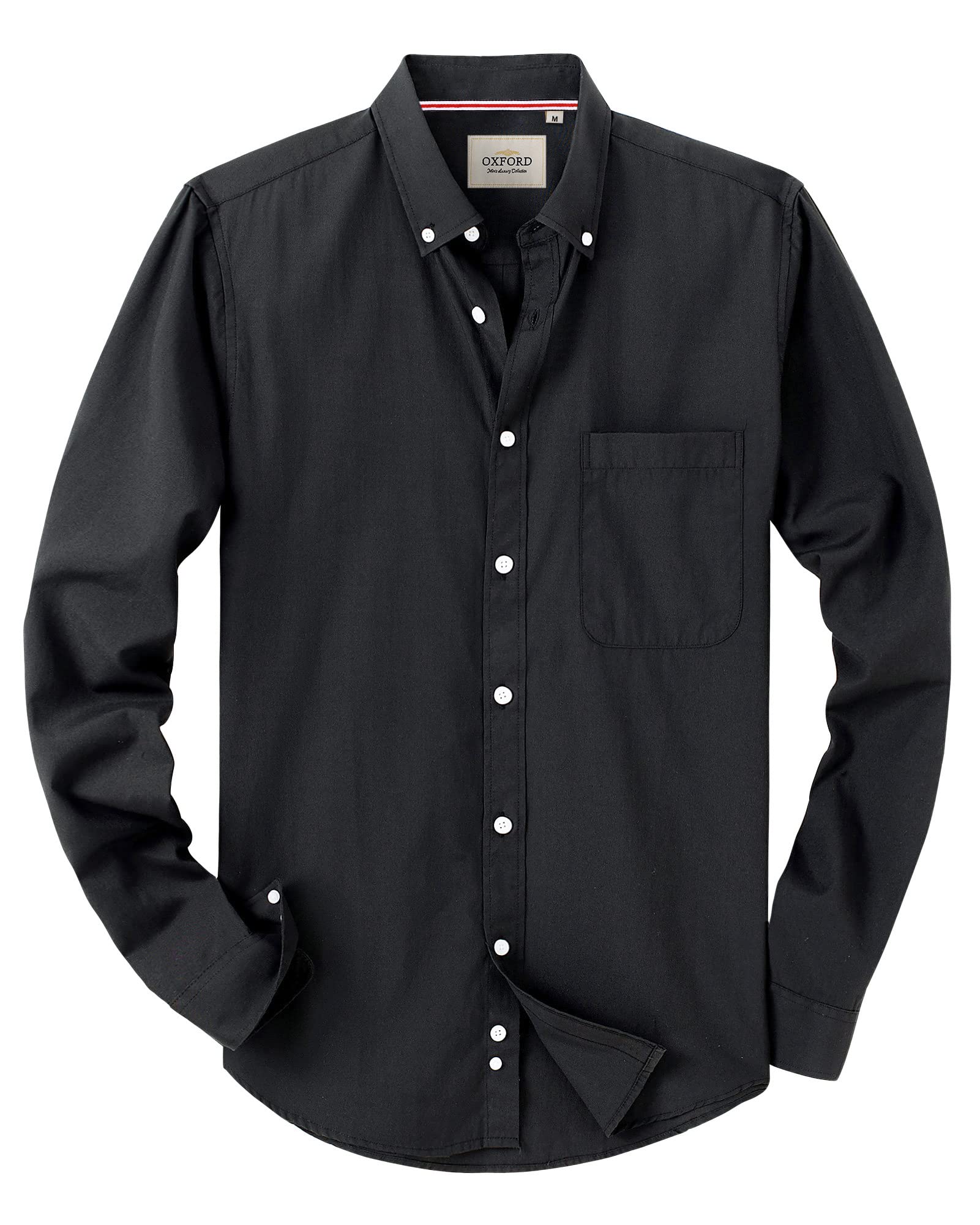 Alimens & Gentle Mens Solid Oxford Shirt Long Sleeve Dress Shirt Work Casual Button Down Shirts with Pocket