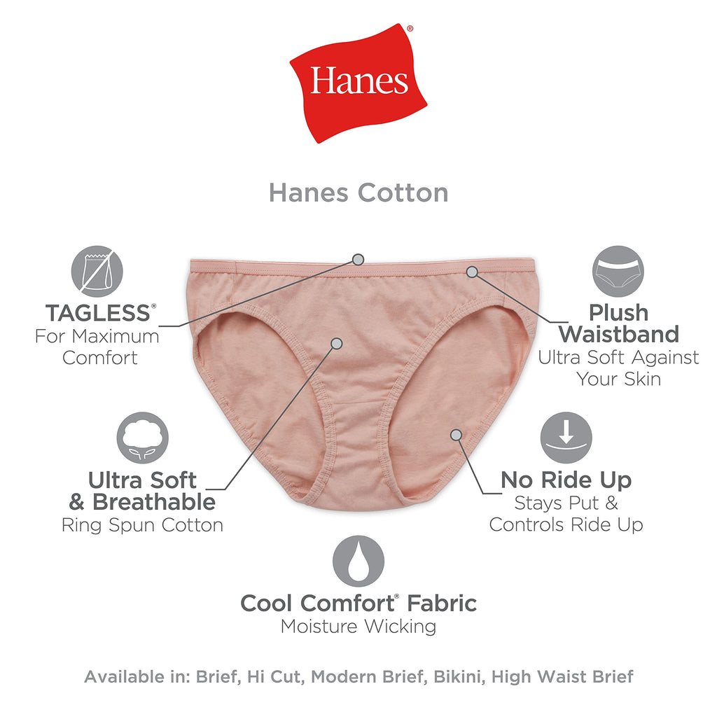 Hanes Women's Underwear Pack, 10-Pack, Full-Coverage Cotton Blend Panties, Moisture-Wicking Underwear for Women