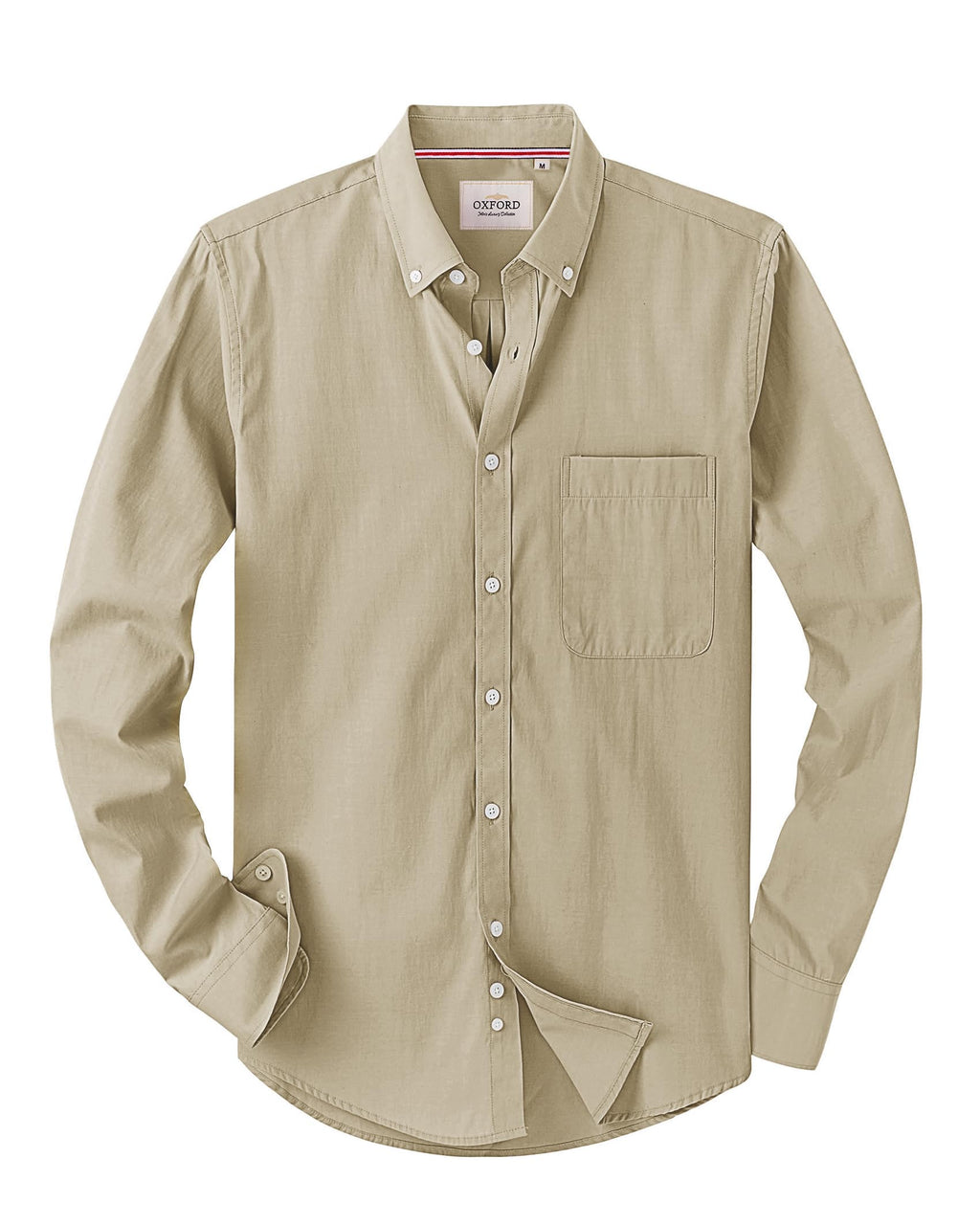Alimens & Gentle Mens Solid Oxford Shirt Long Sleeve Dress Shirt Work Casual Button Down Shirts with Pocket