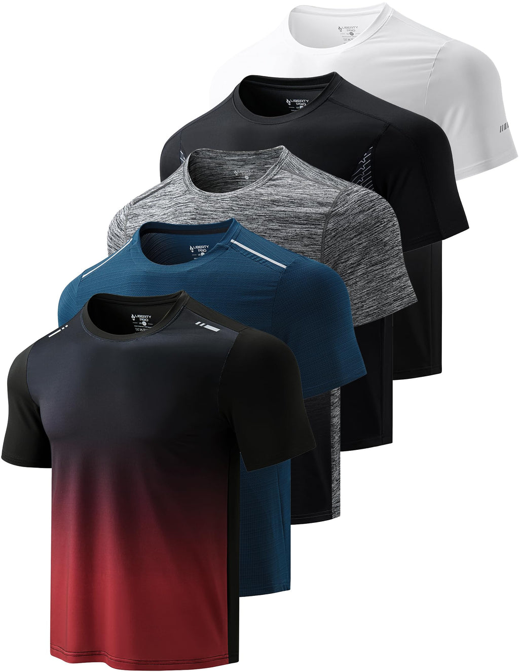 Liberty Imports 5 Pack Men's Active Quick Dry Crew Neck T Shirts