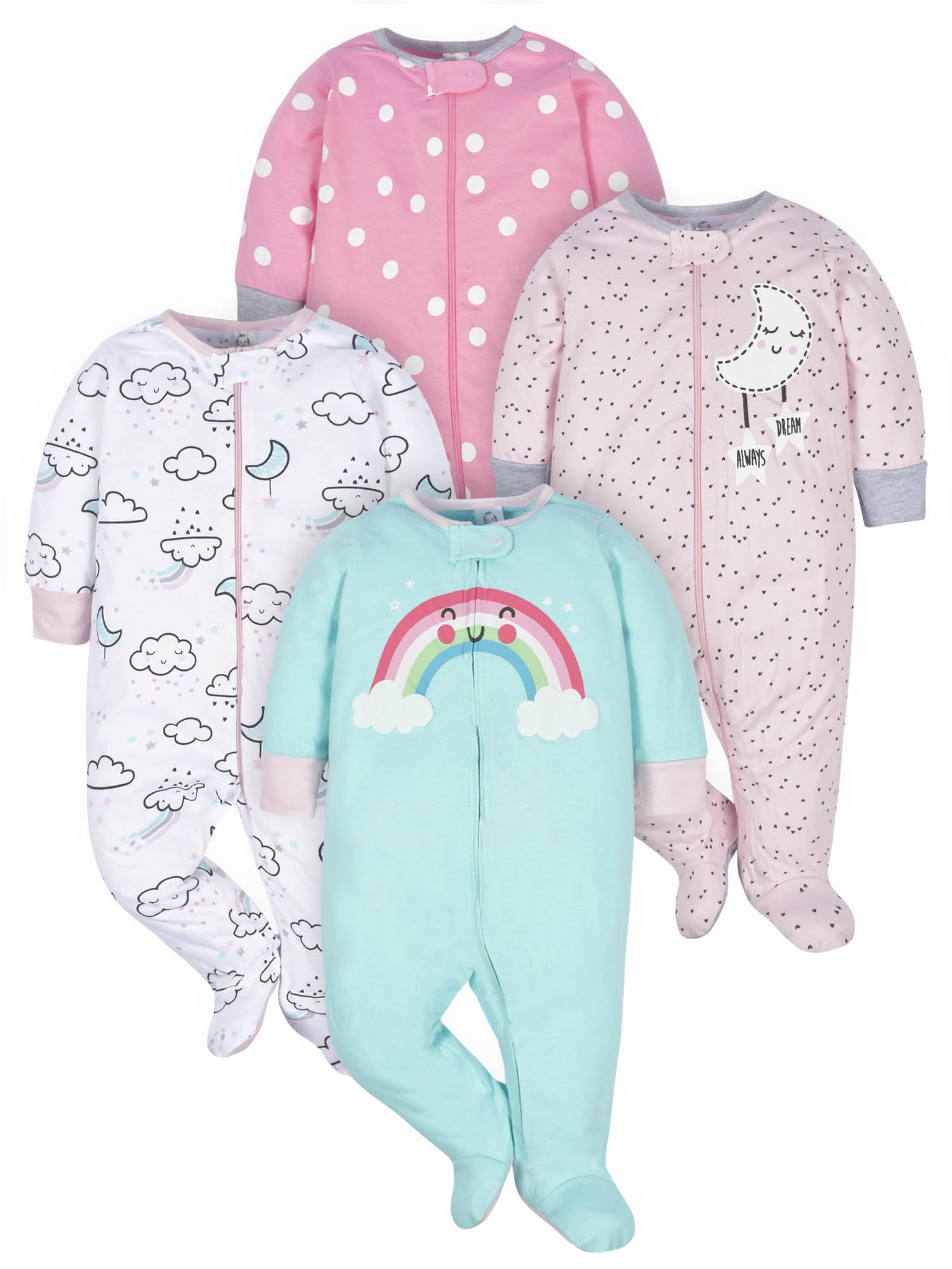 Gerber Baby Girls 4-Pack Sleep 'N Play Footie