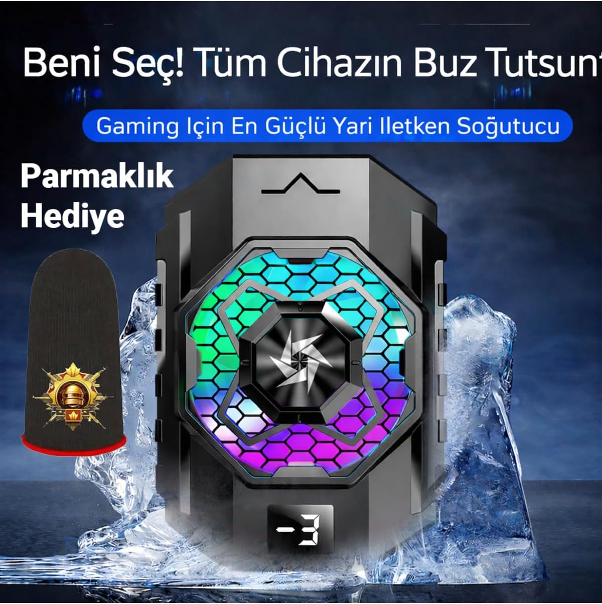 SL31 Profesyonel Buz Tutan Telefon Soğutucu RGB Işıklı Oyun Fanı + Desenli Parmaklık Hediye