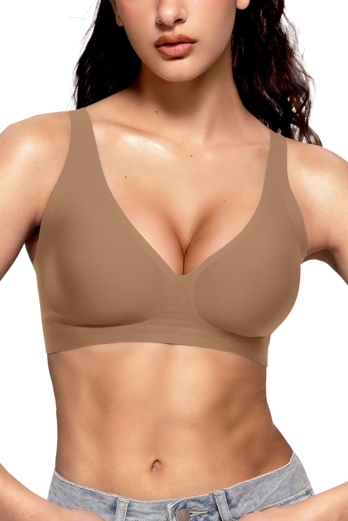 Vertvie Wireless Jelly Bras Push Up Plunge Seamless Supportive