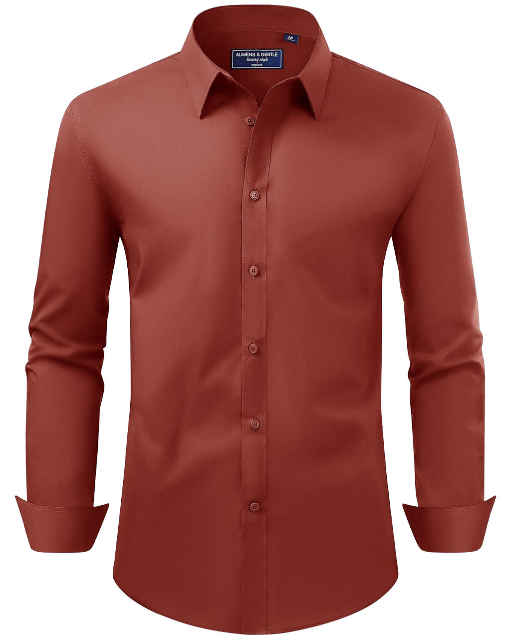 Alimens & Gentle Men's Dress Shirt Regular Fit Stretch Stain Shield Long Sleeve Solid Business Wedding Button Down Shirts
