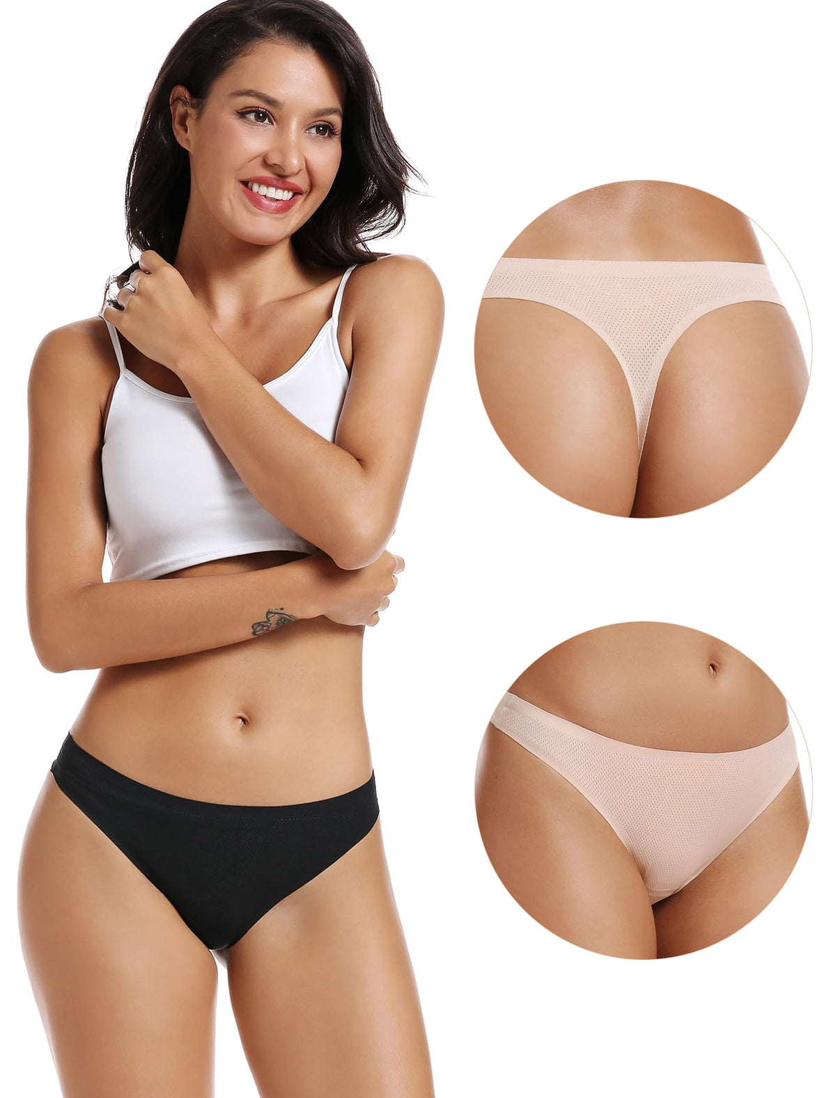 voenxe Seamless Women Underwear Thongs,No Show Ladies Workout Thong,5 Pack
