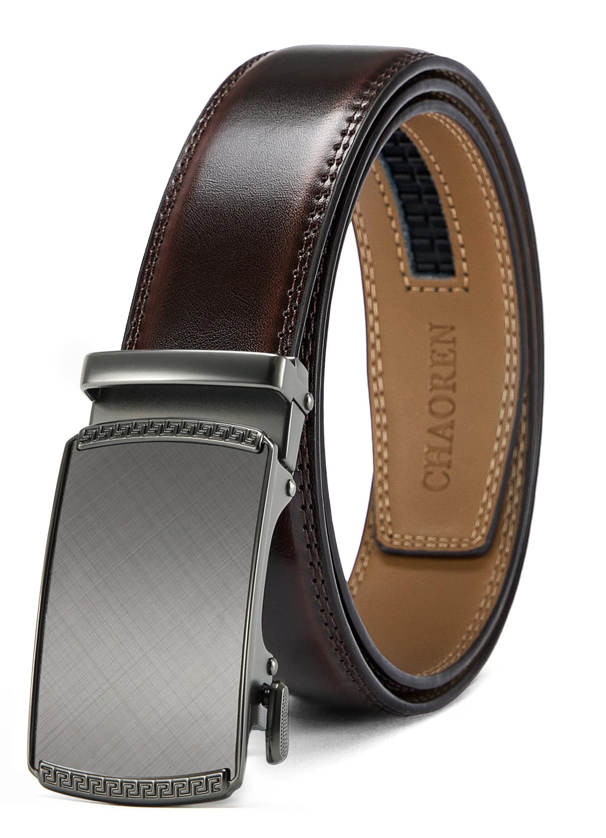 CHAOREN Men's Leather Ratchet Belt - Customizable Fit (35mm)