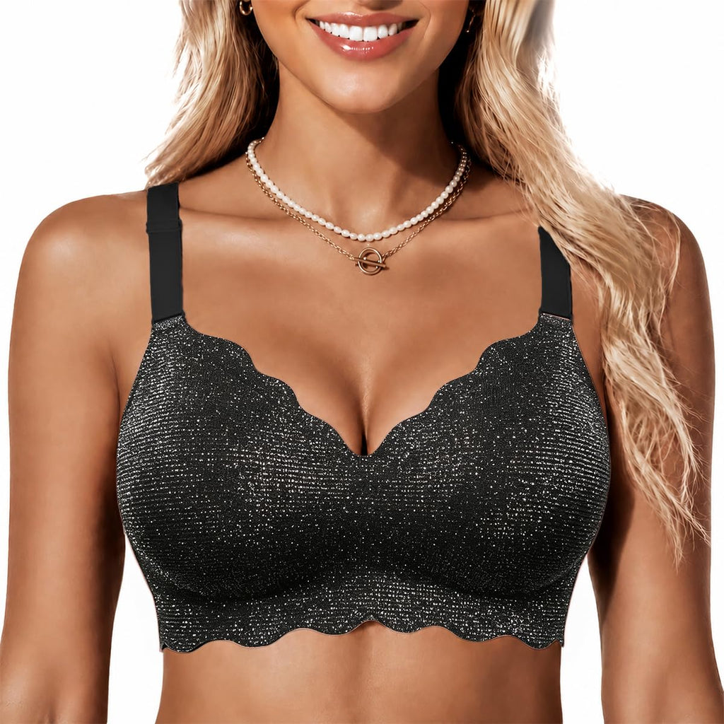 COCOMARTS Jelly Bras for Women No Underwire Scalloped Wireless Push Up Bra