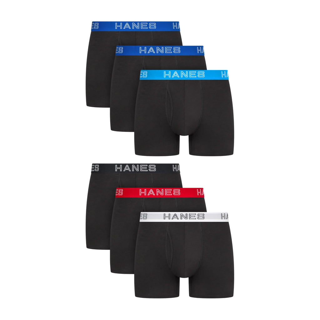 Hanes Men's Boxer Brief Underwear Pack, Stretch Cotton Boxer Briefs for Men, Moisture-wicking, 6-pack