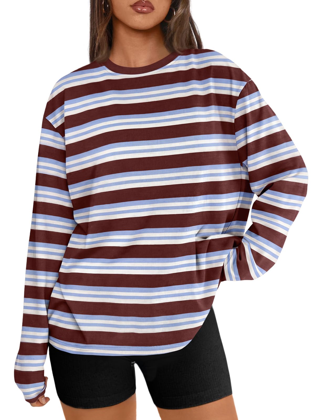 Trendy Queen Womens Oversized Long Sleeve Shirts Fall Tops 2026 Basic Tees