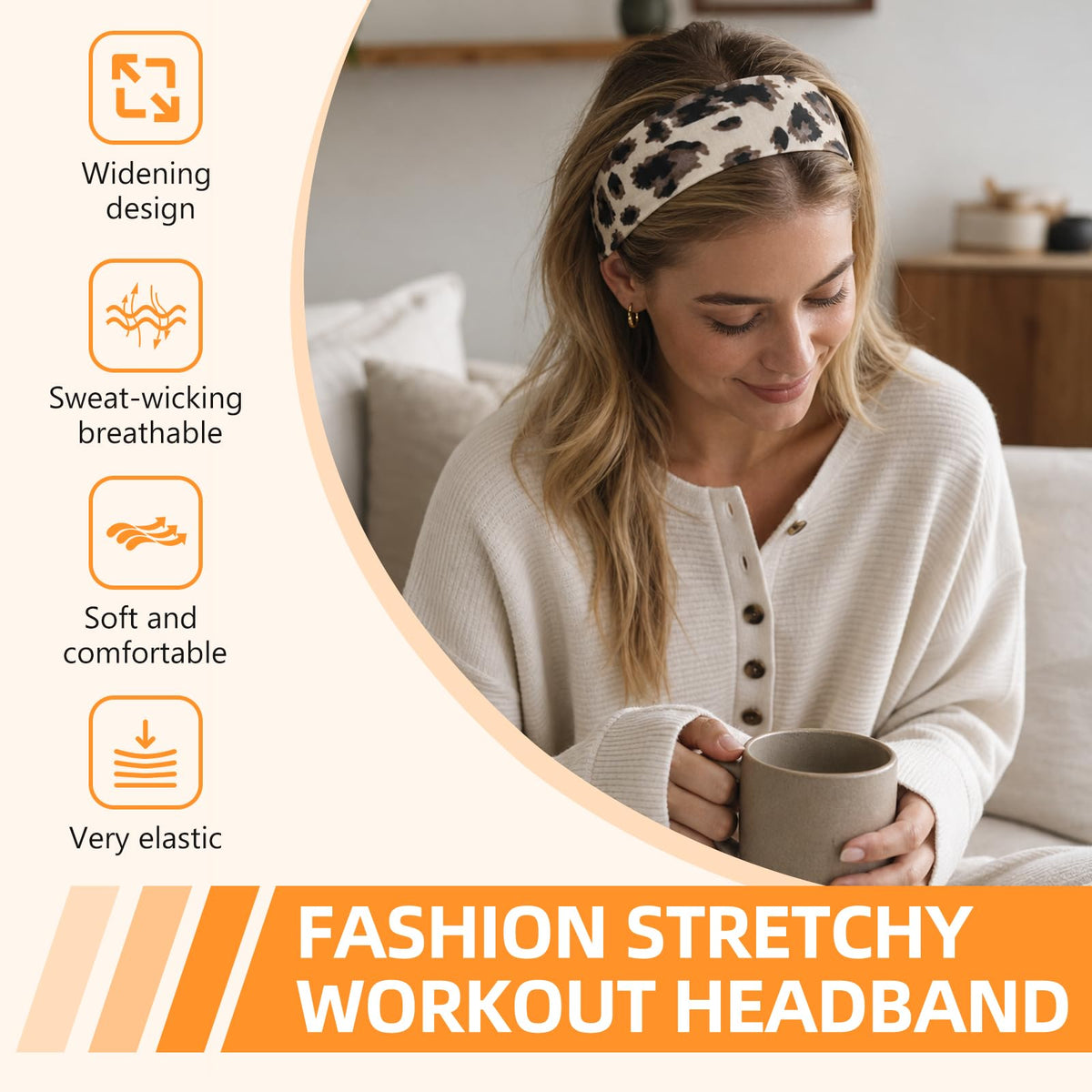 Headbands for Women 8PCS, Summer-Exclusive Elastic Non Slip Hair Head Bands