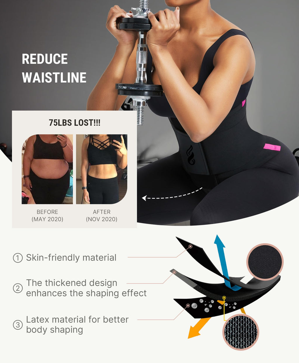 FeelinGirl Waist Trainer Belt Cincher Corset Tummy Control Faja Body Shaper