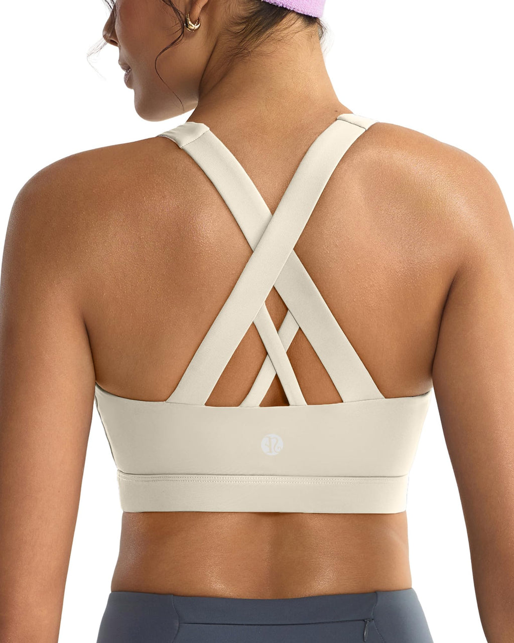 RUNNING GIRL Sports Bras for Women,Padded Strappy Sports Bras Criss-Cross Back Medium Support Sports Bras with Removable Cups