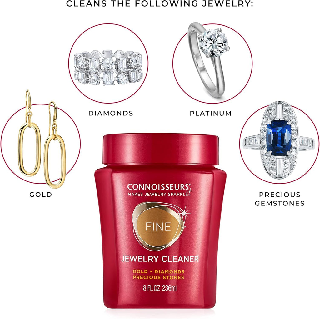 CONNOISSEURS Premium Edition Jewelry Cleaner, Value Size 9.6oz - Pick from Fine, Silver or Delicate Jewelry Cleaner