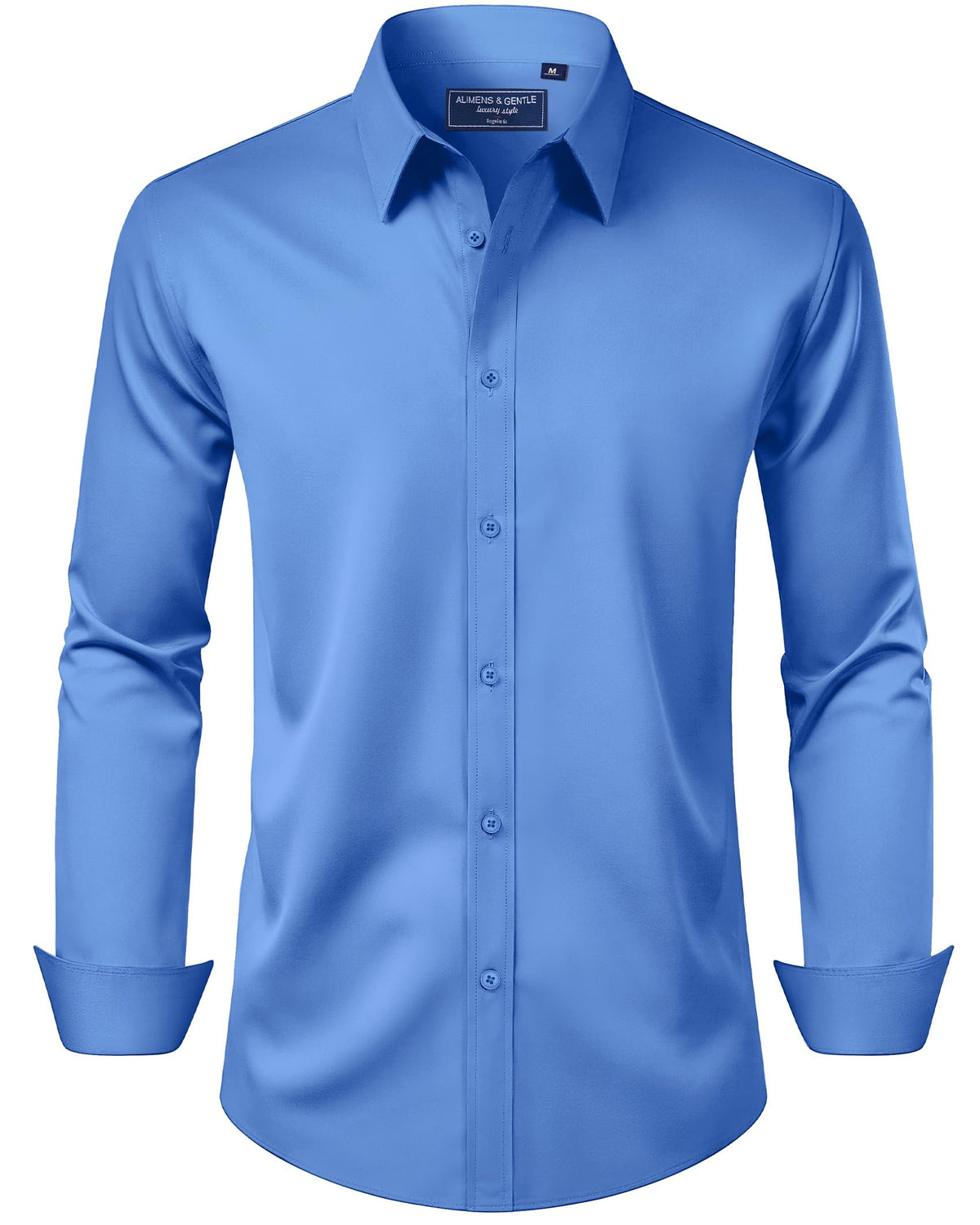 Alimens & Gentle Men's Dress Shirt Regular Fit Stretch Stain Shield Long Sleeve Solid Business Wedding Button Down Shirts