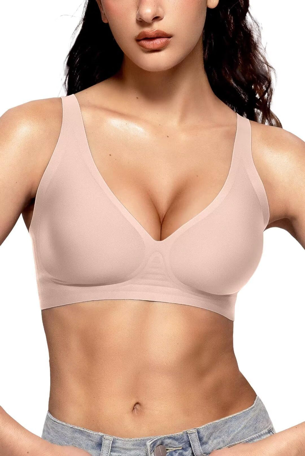 Vertvie Wireless Jelly Bras Push Up Plunge Seamless Supportive