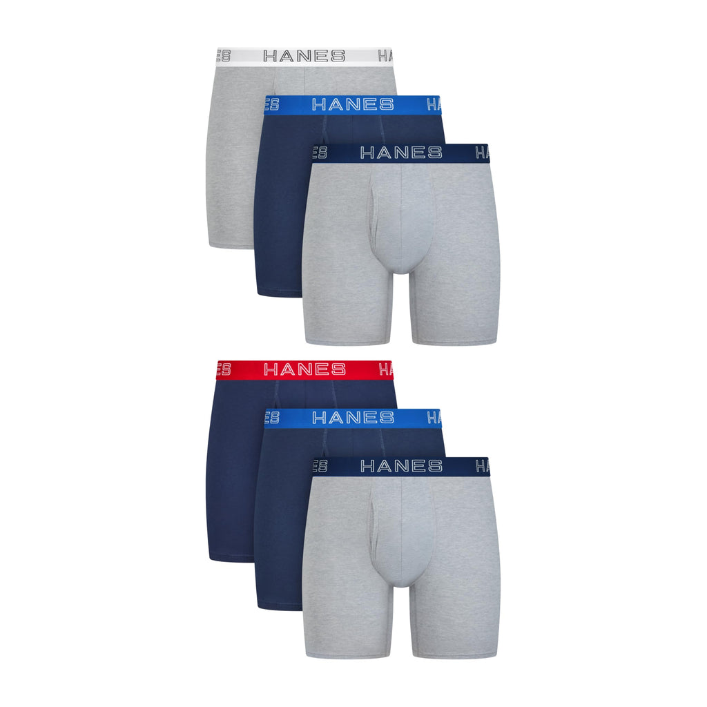 Hanes Men's Boxer Brief Underwear Pack, Stretch Cotton Boxer Briefs for Men, Moisture-wicking, 6-pack