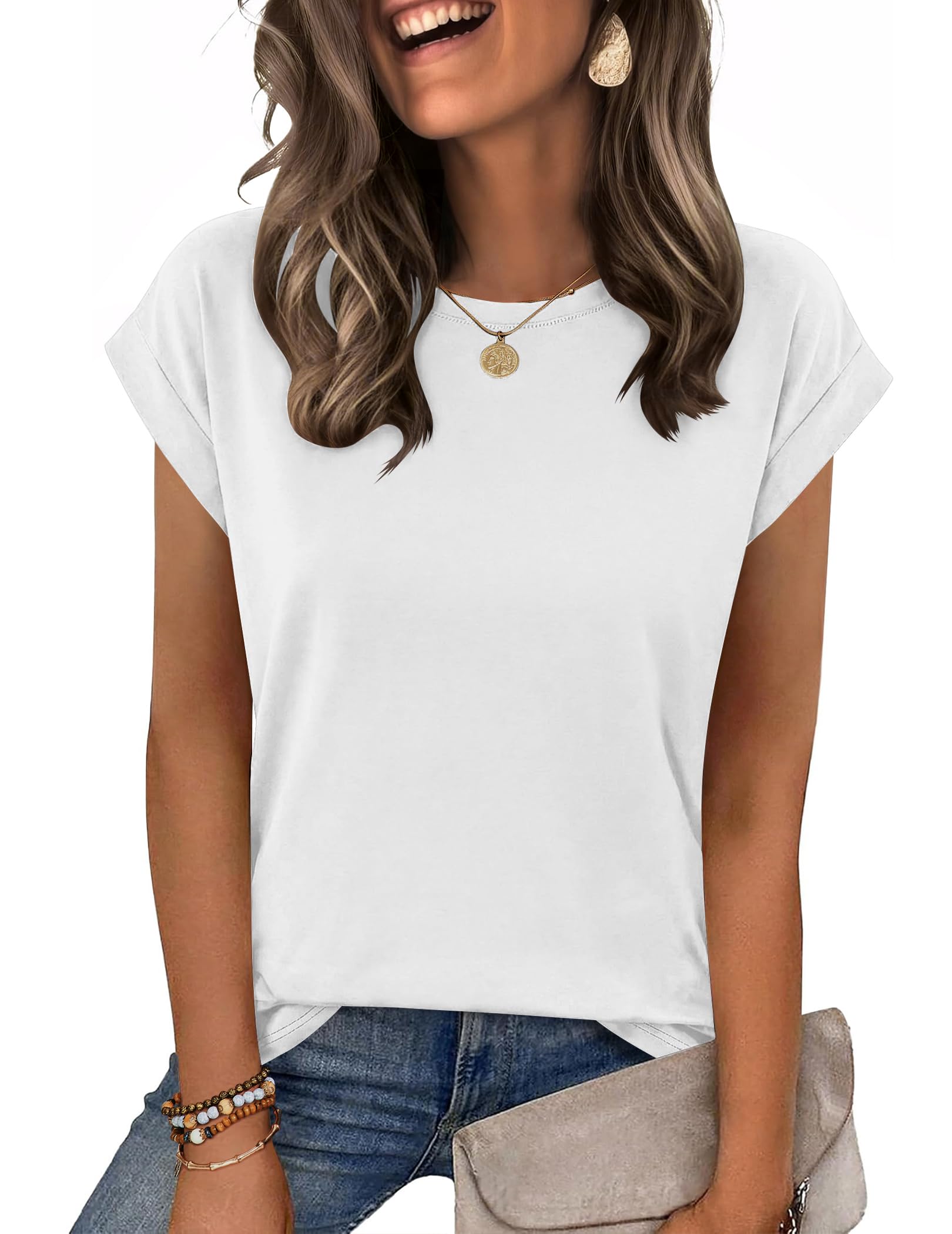 Zeagoo Womens Tops Summer Casual Cap Sleeve Tshirts Shirts Business Blouses
