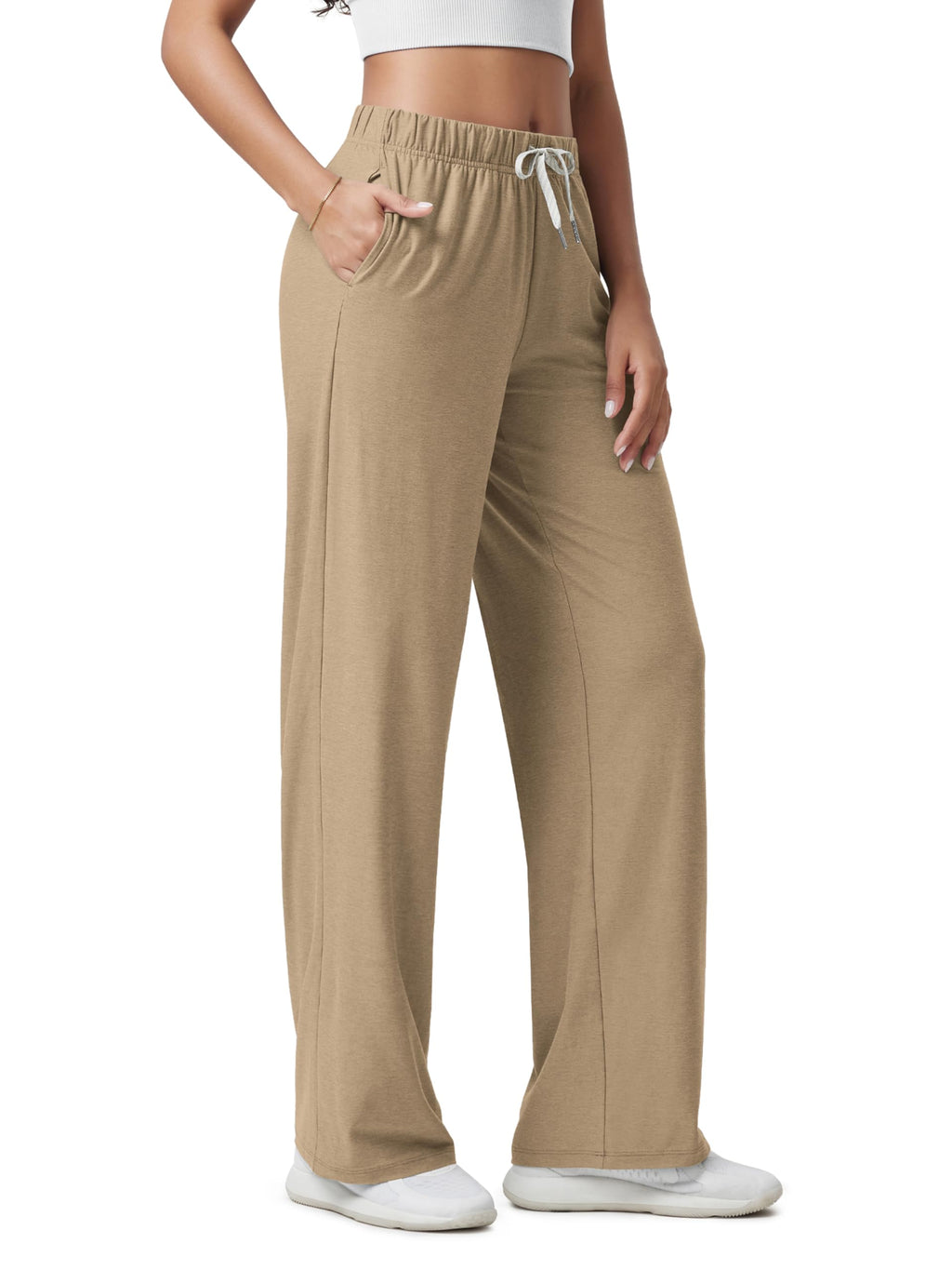ODODOS Women's Straight Leg Pants Ultra Soft odSTRATUM Tech Relaxed Casual Pajama Lounge Pants with Pockets-27/29/31 Inseam