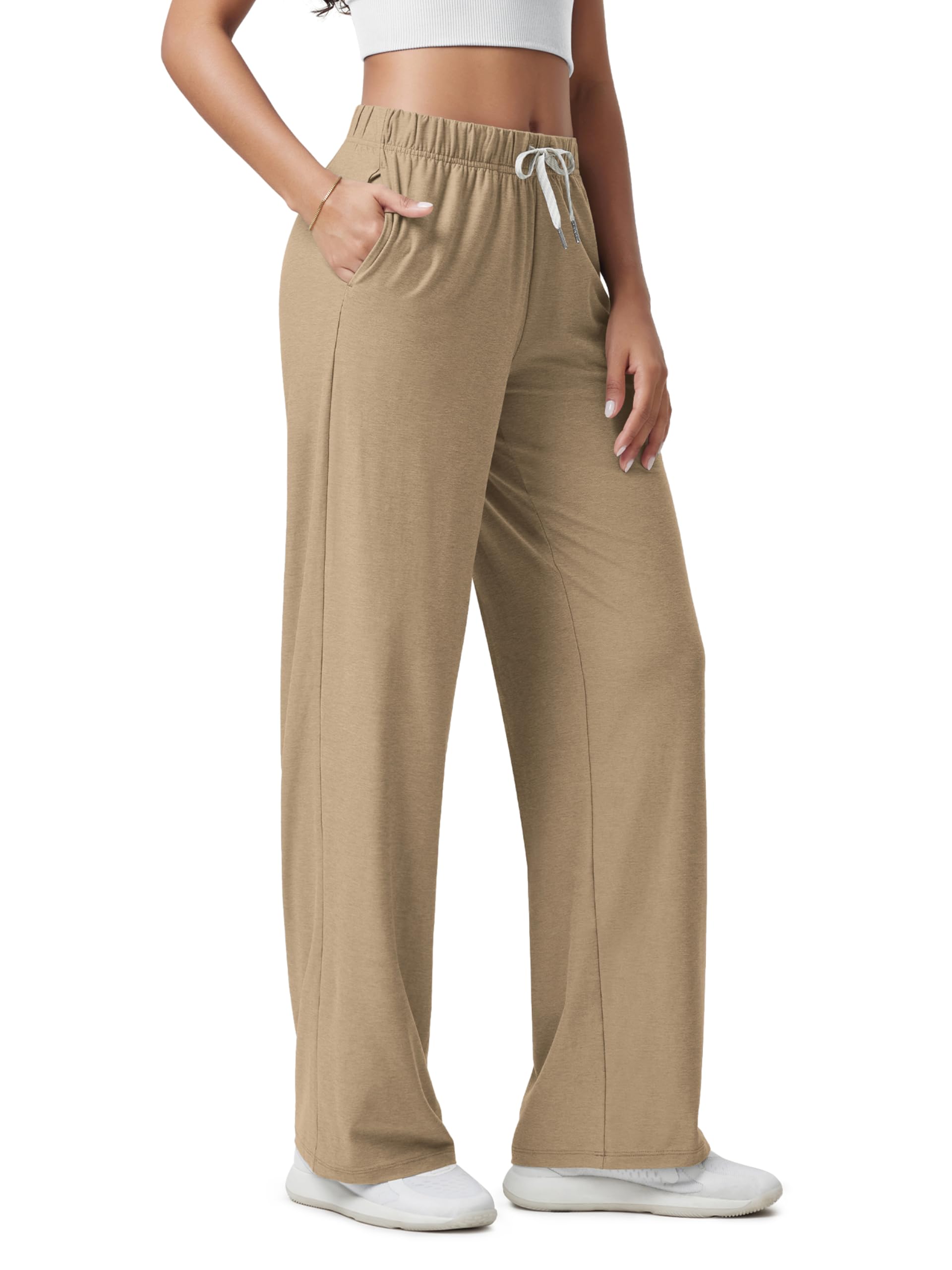 ODODOS Women's Straight Leg Pants Ultra Soft odSTRATUM Tech Relaxed Casual Pajama Lounge Pants with Pockets-27/29/31 Inseam