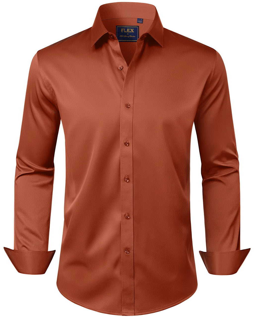 J.VER Men's Dress Shirts Solid Long Sleeve Stretch Wrinkle-Free Formal Shirt Business Casual Button Down Shirts