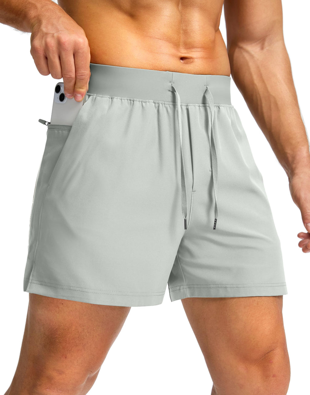 Soothfeel Men's Running Shorts with Zipper Pockets 9"/ 7"/ 5" Quick Dry Eight Basketball Gym Workout Athletic Shorts