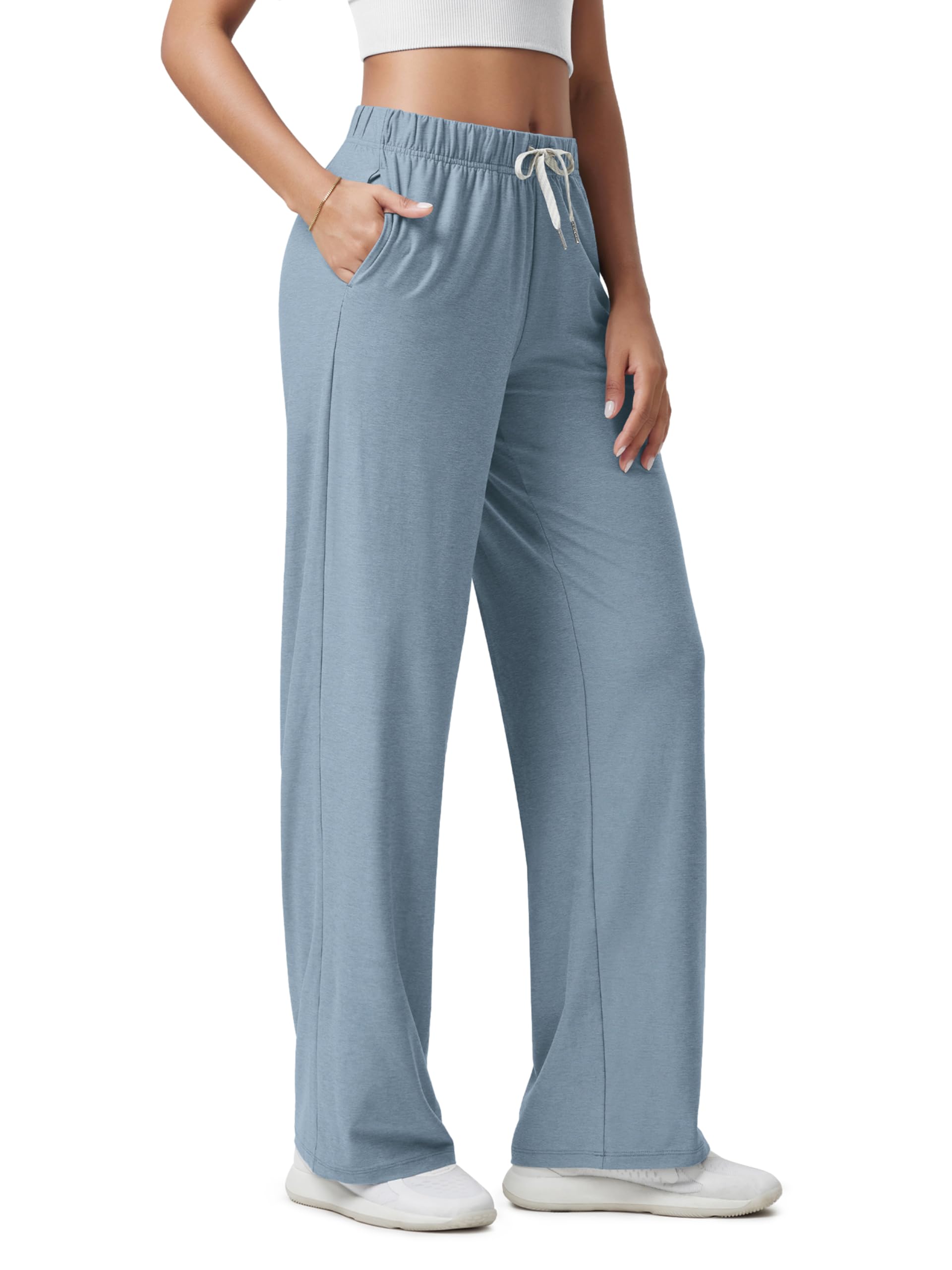 ODODOS Women's Straight Leg Pants Ultra Soft odSTRATUM Tech Relaxed Casual Pajama Lounge Pants with Pockets-27/29/31 Inseam