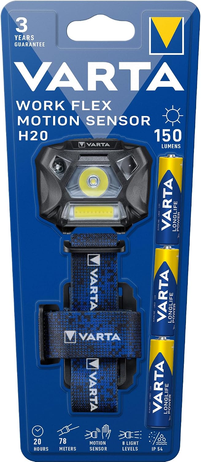 Varta WORK FLEX MotionSensor H20(Kafa Feneri) (Hareket sensörlü)