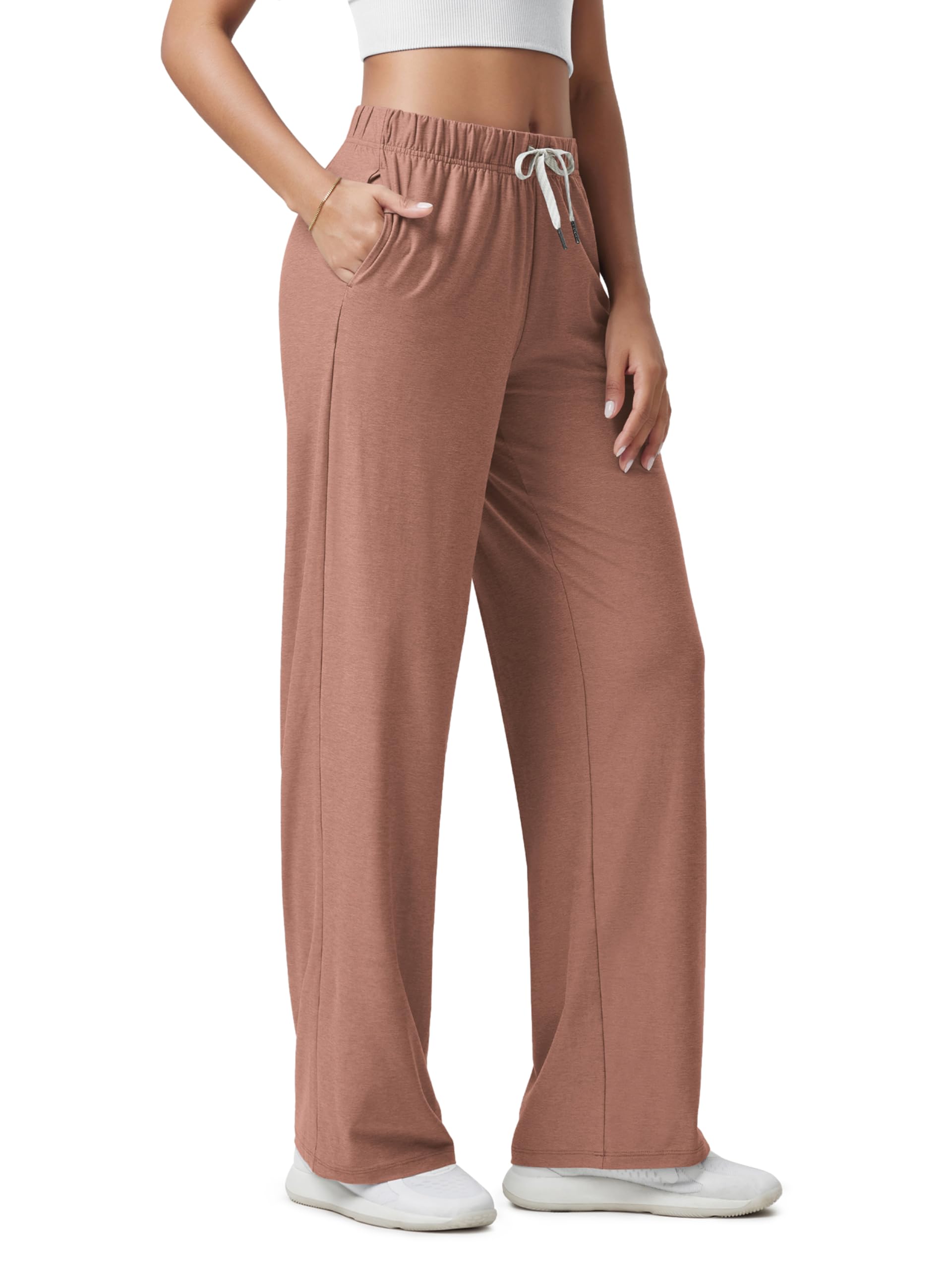 ODODOS Women's Straight Leg Pants Ultra Soft odSTRATUM Tech Relaxed Casual Pajama Lounge Pants with Pockets-27/29/31 Inseam