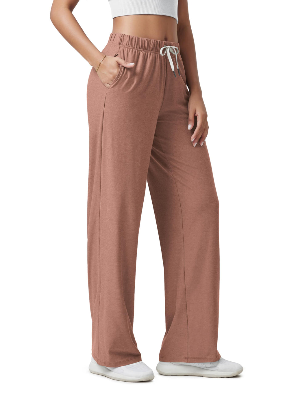 ODODOS Women's Straight Leg Pants Ultra Soft odSTRATUM Tech Relaxed Casual Pajama Lounge Pants with Pockets-27/29/31 Inseam