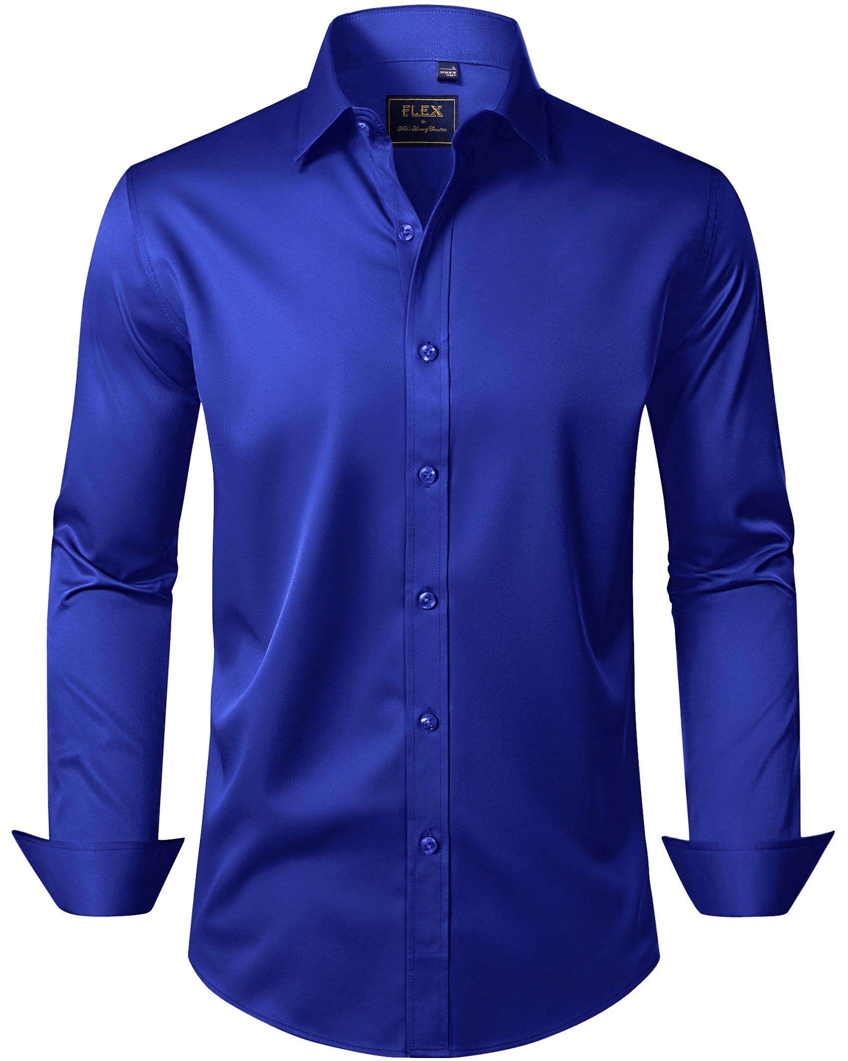 J.VER Men's Dress Shirts Solid Long Sleeve Stretch Wrinkle-Free Formal Shirt Business Casual Button Down Shirts